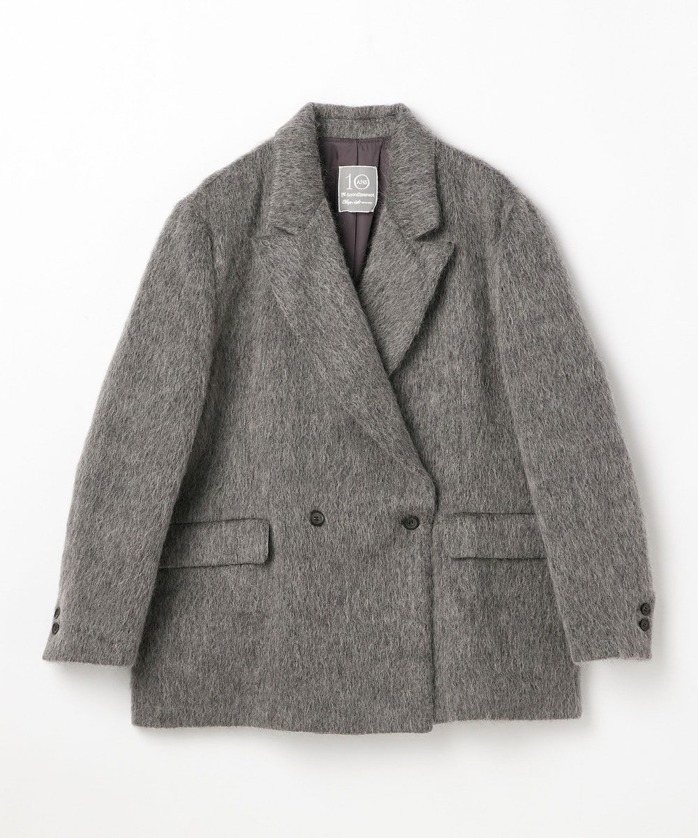 1er Arrondissement アルパカモヘア シャギーオーバージャケット グレー