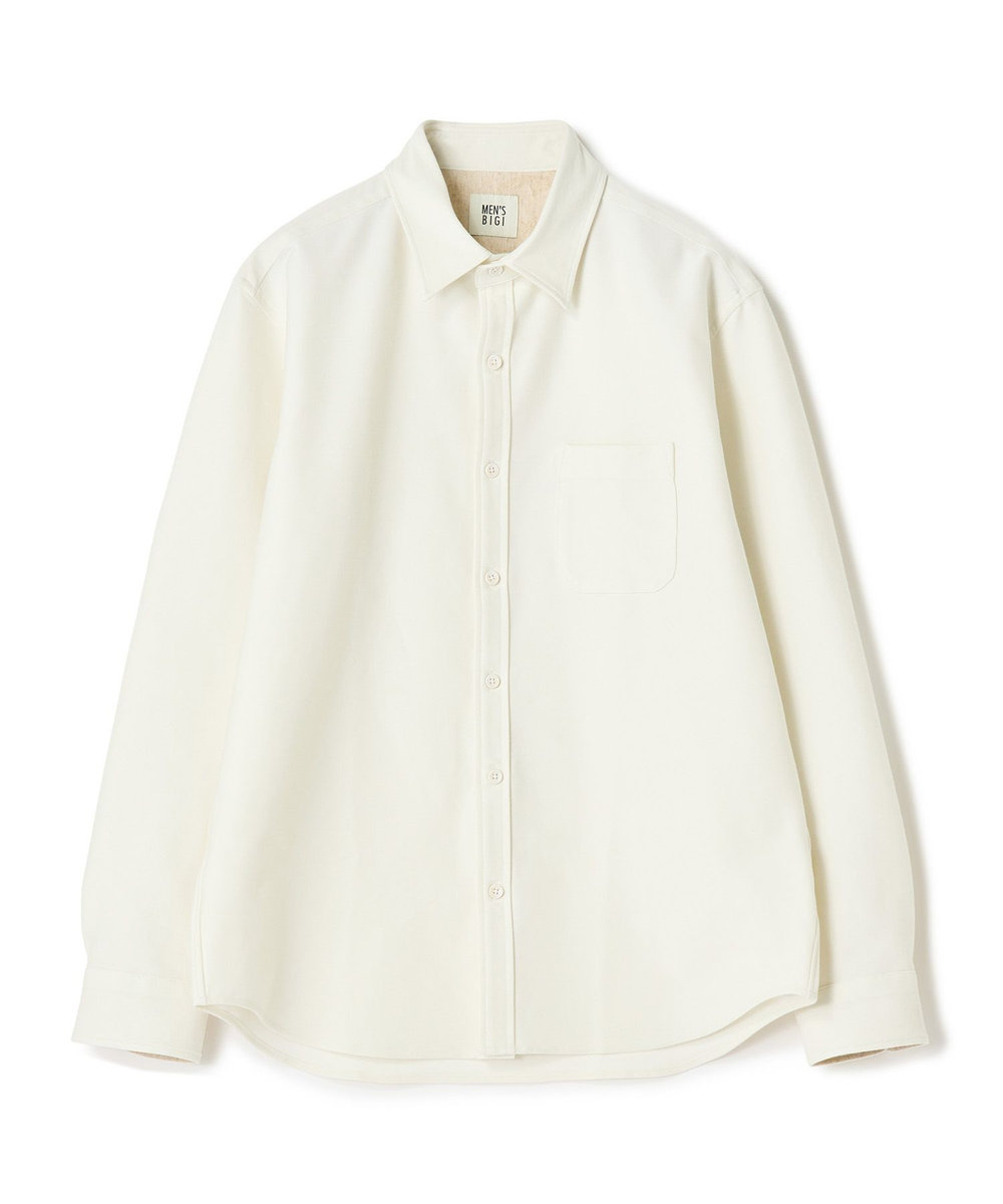 MEN'S BIGI デニムジャージ シャツブルゾン＜ストレッチ＞ ホワイト
