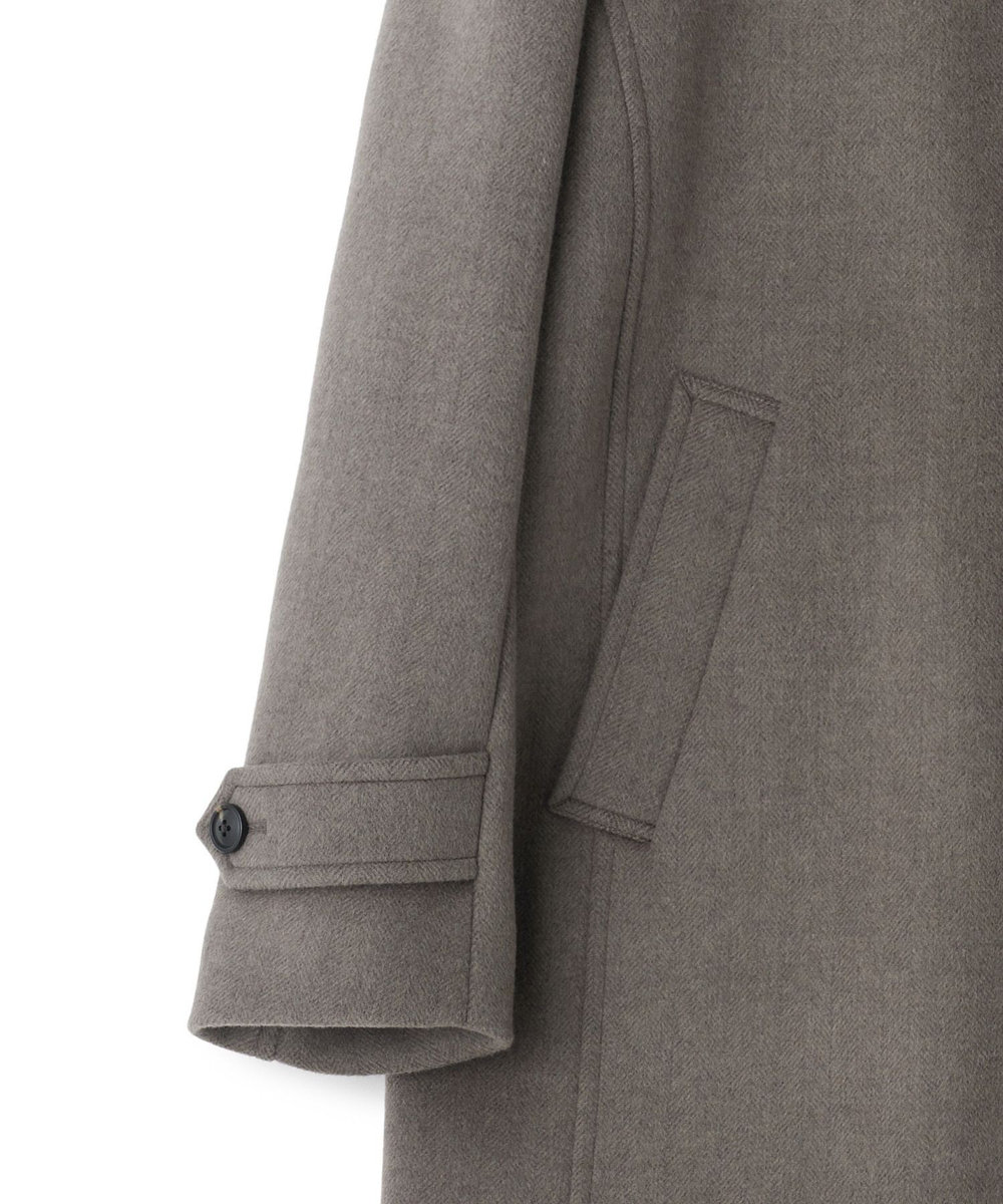 MEN'S BIGI スーパー140ウールビーバーヘリンボーンスタンドカラーコート ベージュ