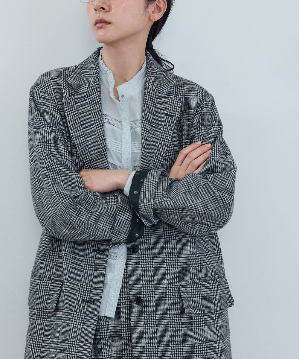 ADIEU TRISTESSE 《石上美津江さんコラボ》ウールチェックジャケット ブラック系その他