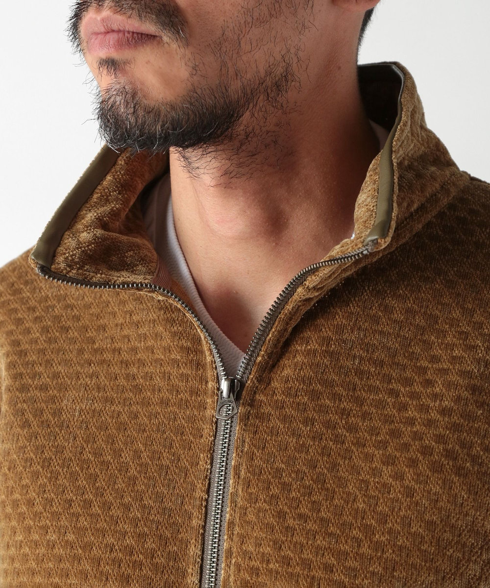 MEN'S BIGI スタンドジップモールジャカードブルゾン グリーン