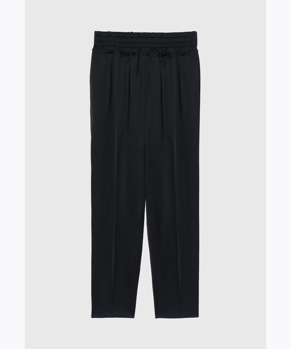 DÉPAREILLÉ WOOL VISCOSE SATIN GATHERED PANTS / ウールヴィスコースサテンギャザーパンツ ネイビー