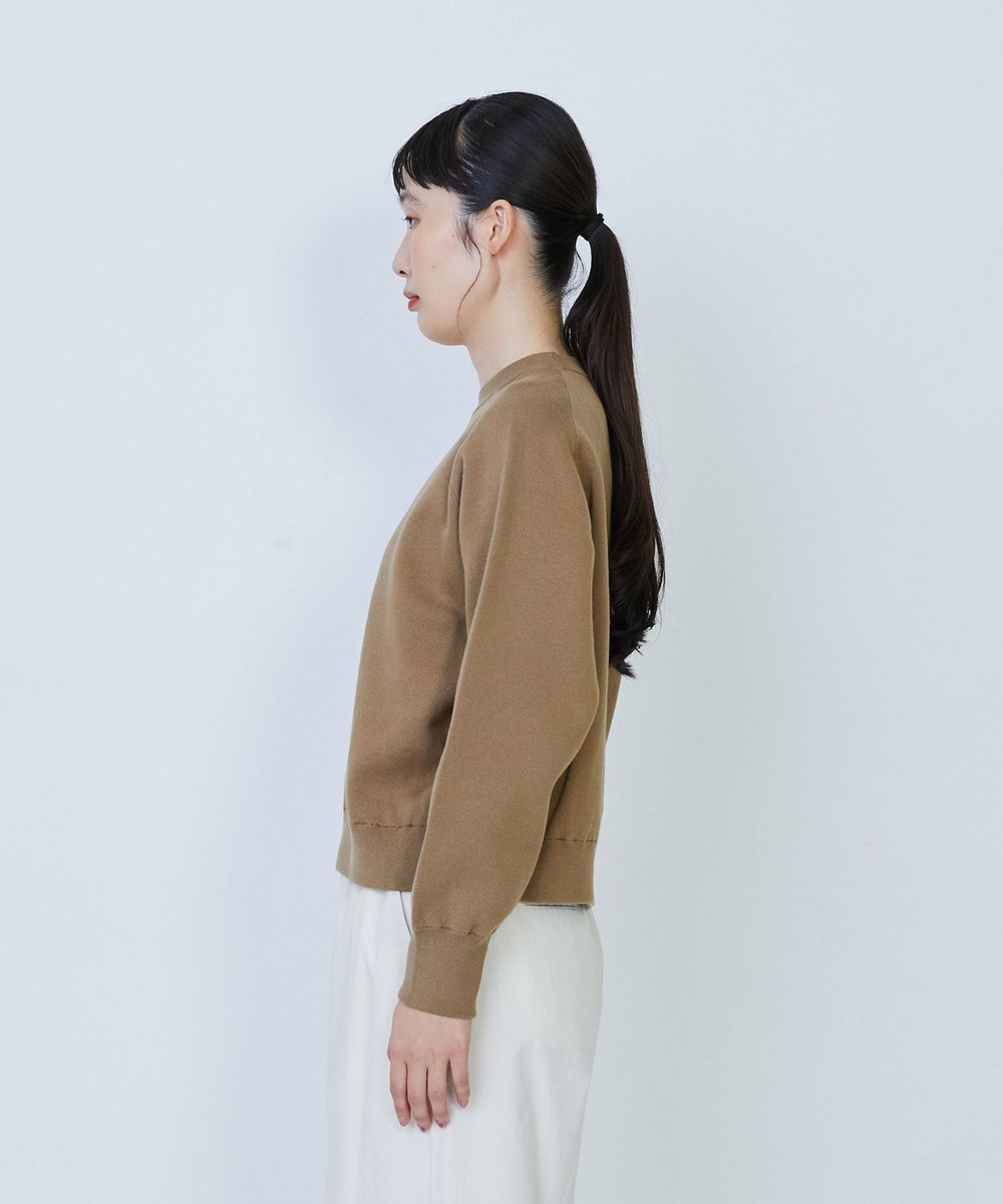 LOISIR コットン接結編みニットプルオーバー モカ