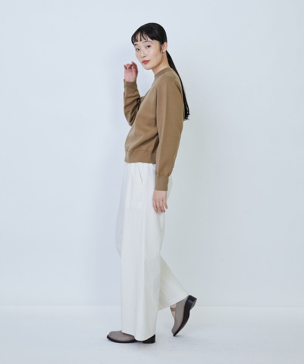 LOISIR コットン接結編みニットプルオーバー モカ