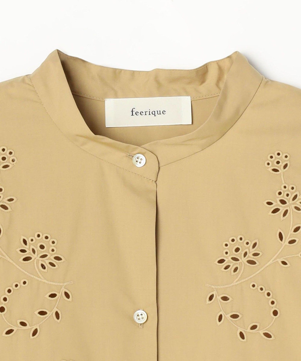 feerique feerique カットワークレースフレンチスリーブブラウス ベージュ