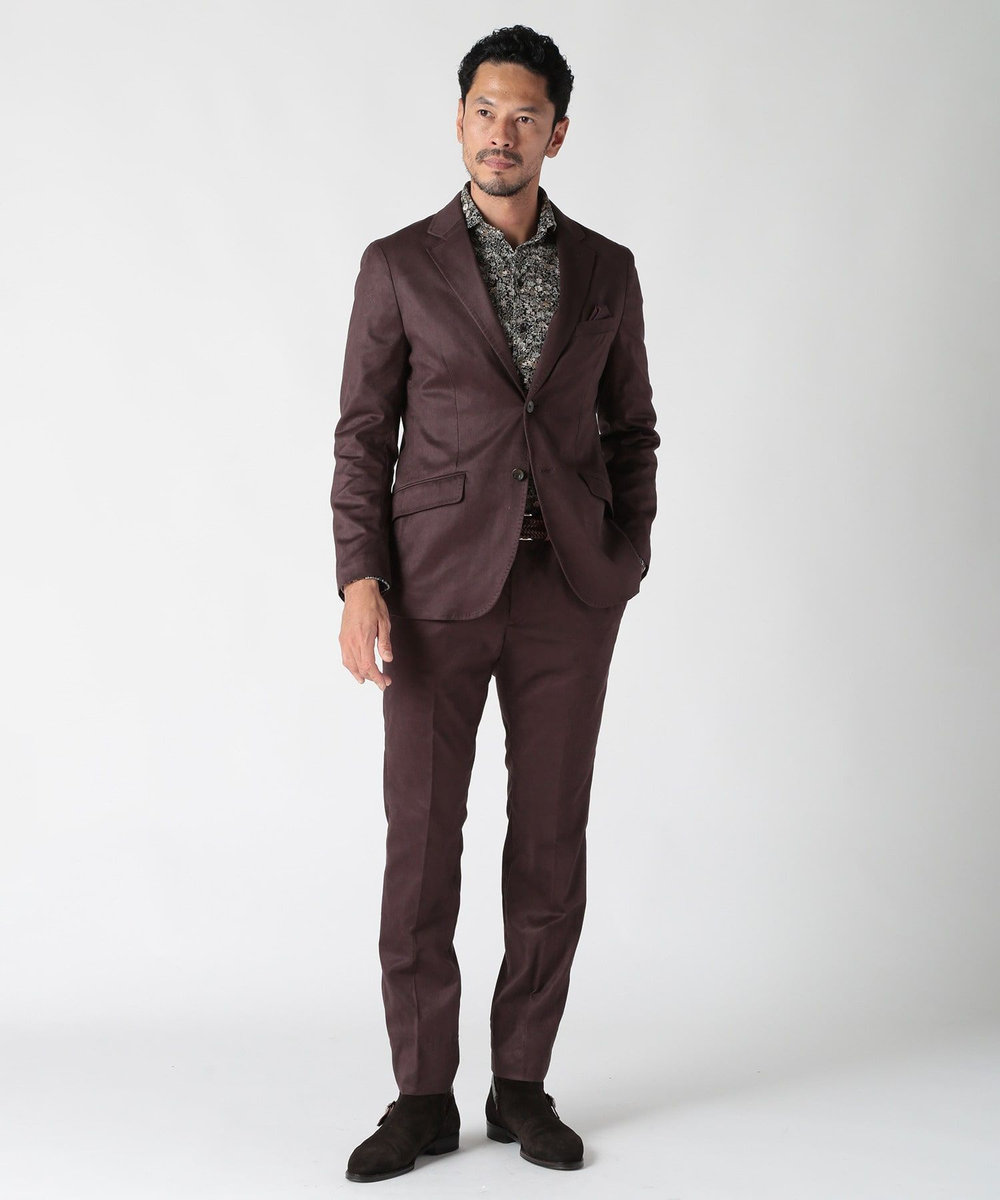 MEN'S BIGI コマスエードストレッチジャケット（セットアップ対応） ボルドー