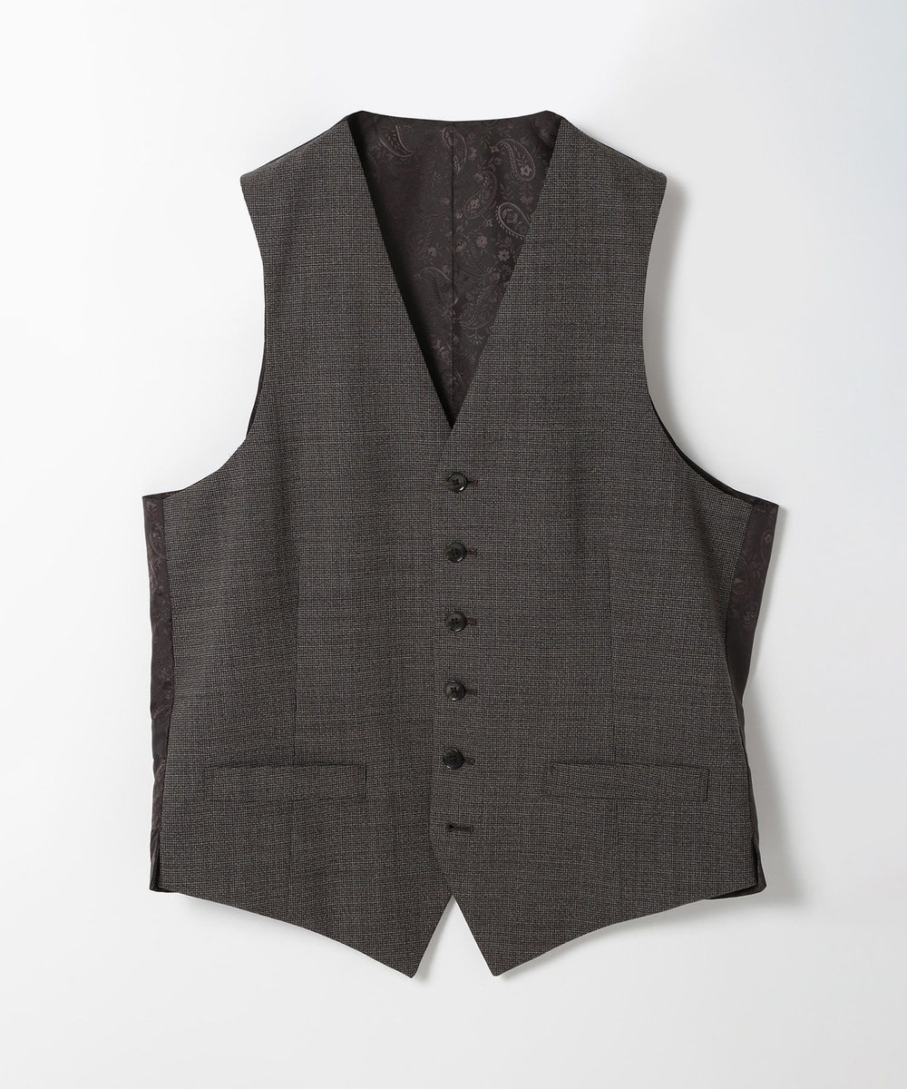 MEN'S BIGI ウールメランジ千鳥格子ベスト＜セットアップ＞ ブラウン