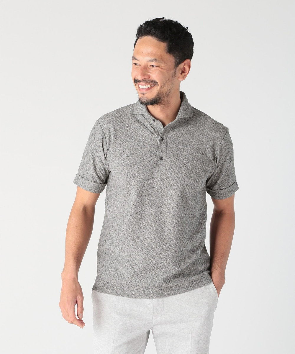 MEN'S BIGI シャーリングジャカードポロシャツ グレー