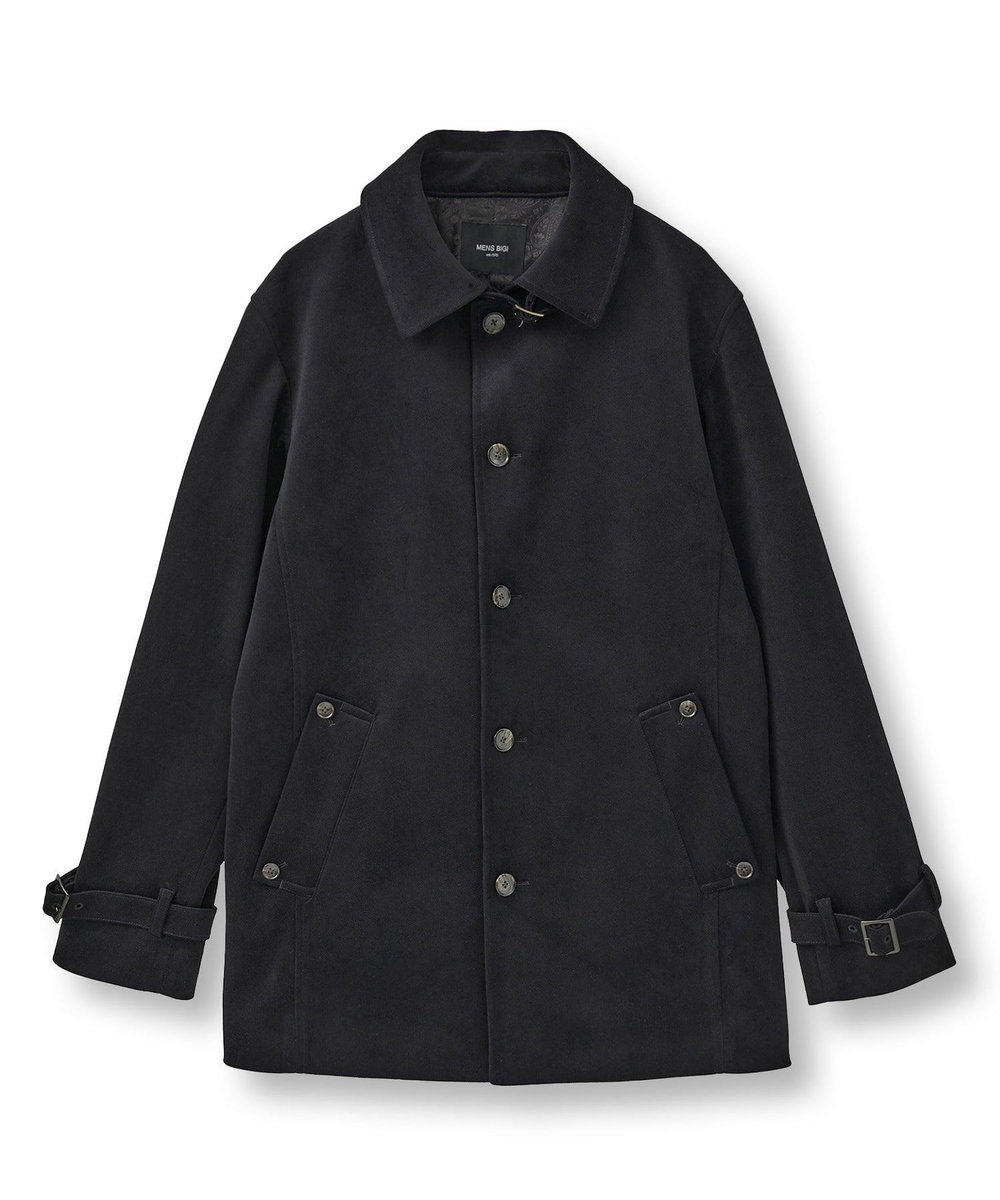 MEN'S BIGI ベロアボンディング ショートコート＜ストレッチ＞ ブラック