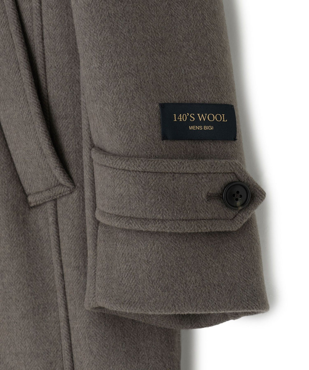 MEN'S BIGI スーパー140ウールビーバーヘリンボーンスタンドカラーコート ベージュ
