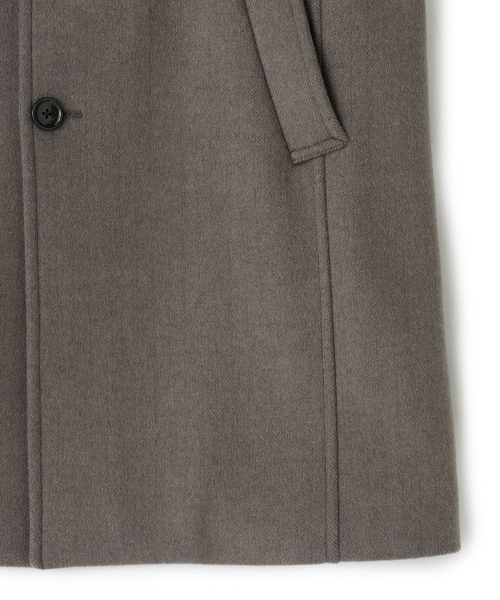 MEN'S BIGI スーパー140ウールビーバーヘリンボーンスタンドカラーコート ベージュ