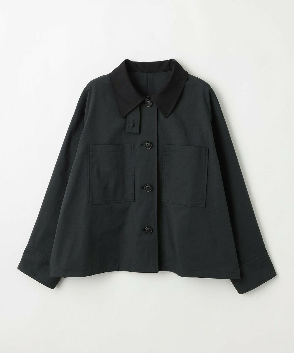 feerique Lサイズ（大きいサイズ） 【大きいサイズ】feerique ポリエステルツイルワイドクロップドジャケット［セットアップ可能］ チャコールグレー