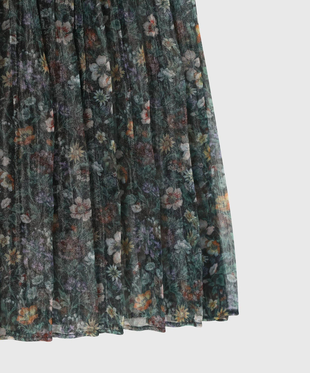 DÉPAREILLÉ FLOWER ORGANDY SKIRT / フラワーオーガンジースカート ブラック