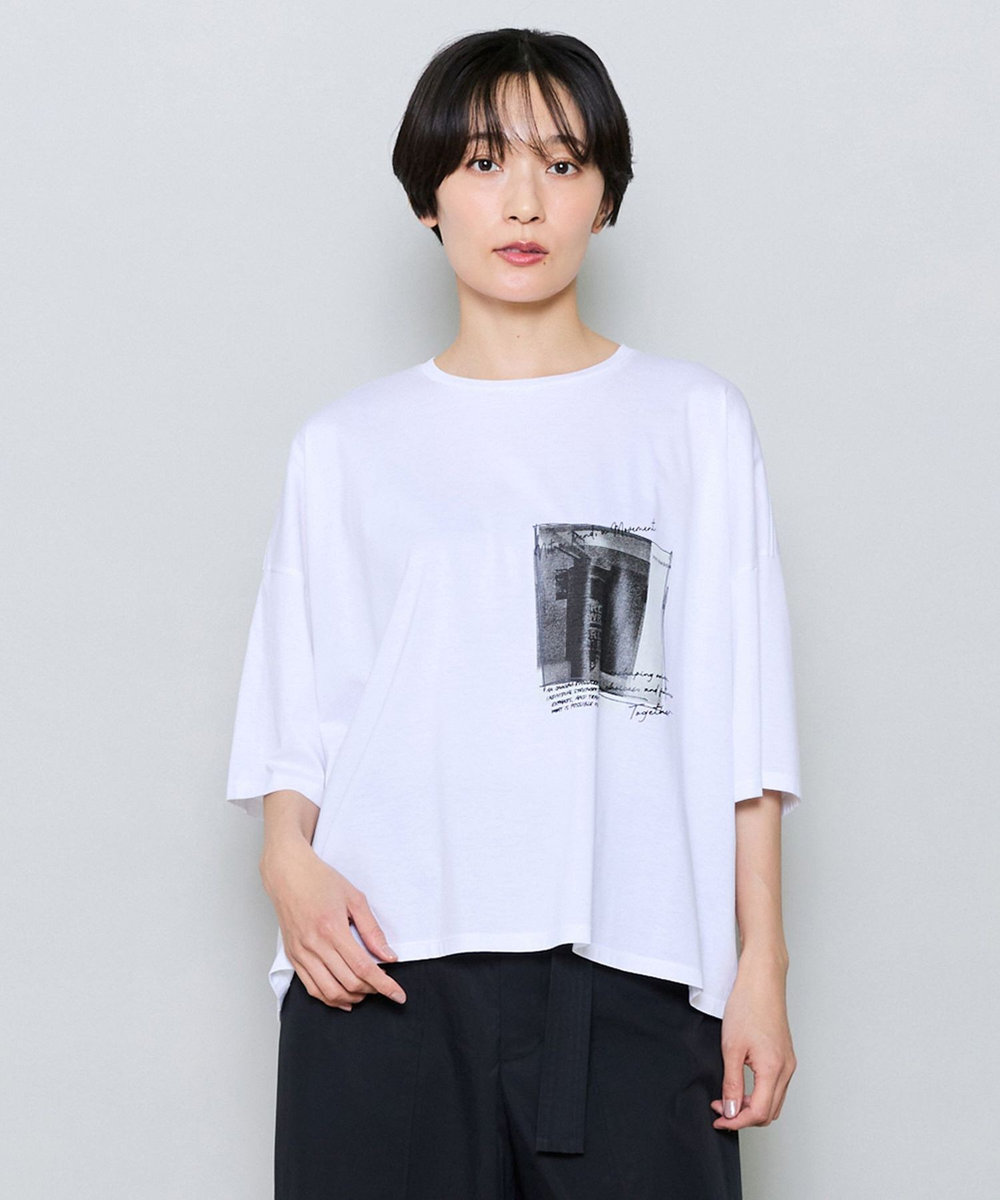 MOGA ハイゲージ天竺フォトプリントTシャツ ホワイト