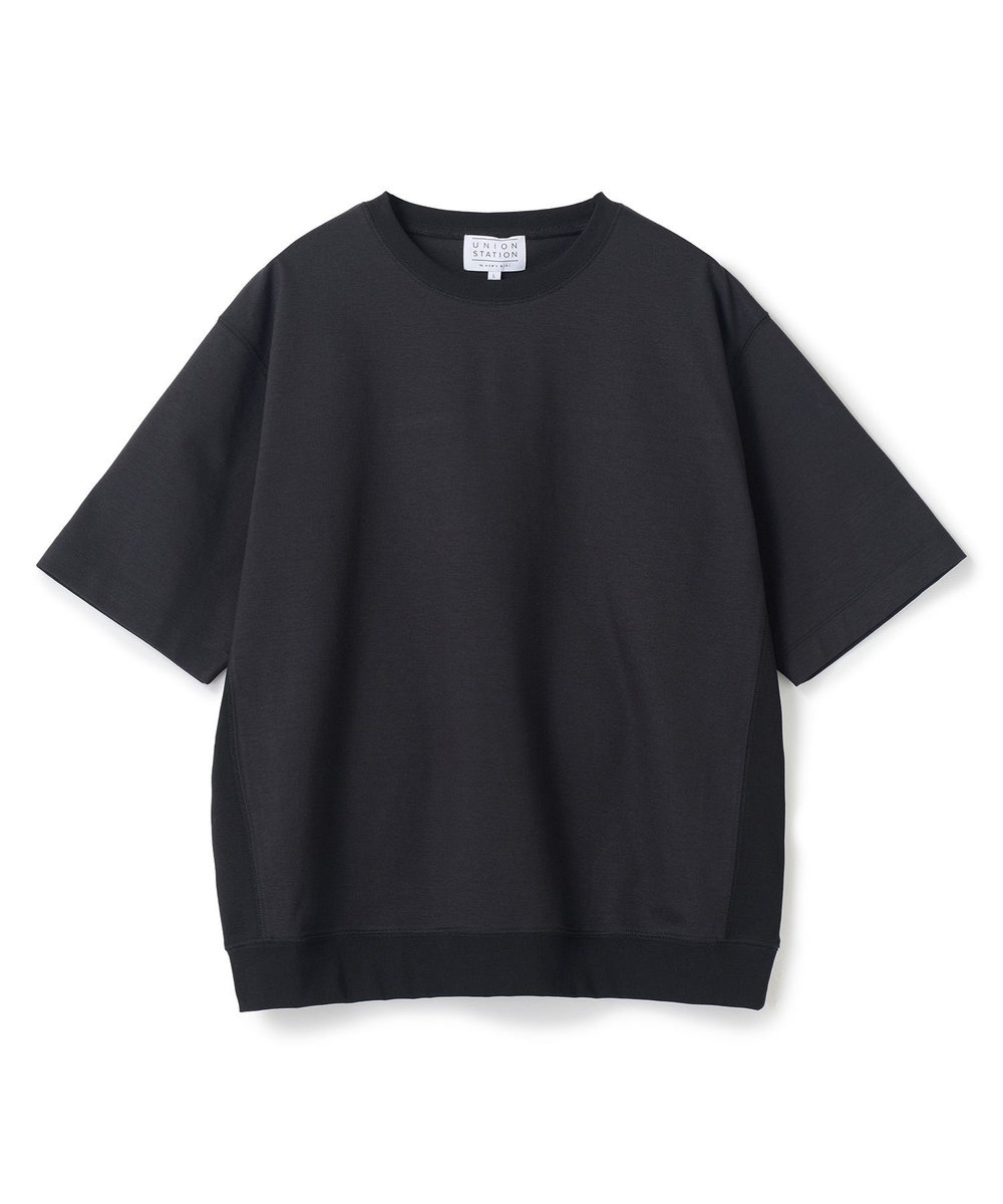 UNION STATION シルケットポンチリブコンビTシャツ＜ストレッチ・マシンウォッシャブル・接触冷感＞ ブラック