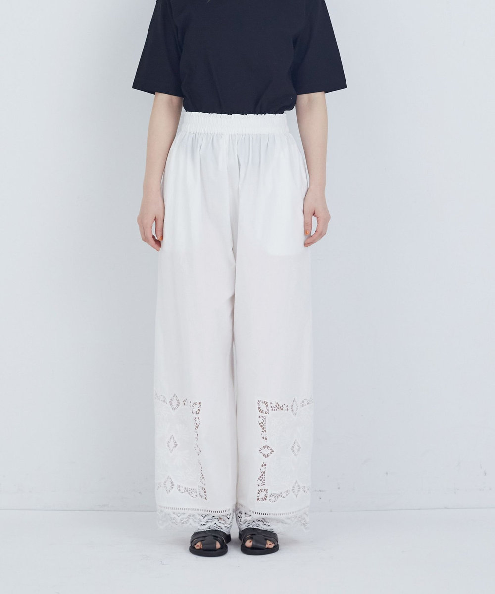 ADIEU TRISTESSE ポプリン刺繍パンツ オフホワイト