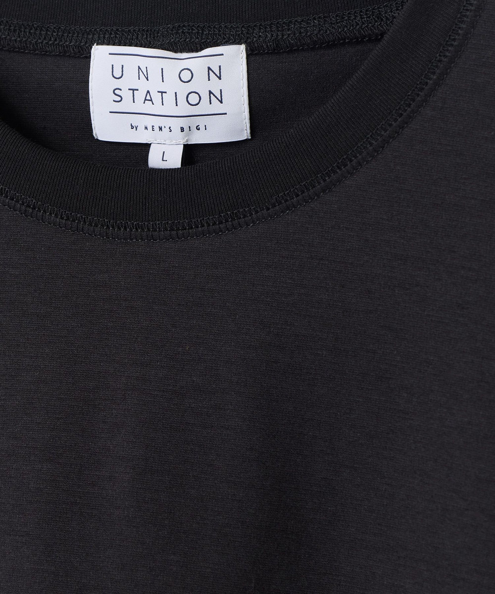 UNION STATION シルケットポンチリブコンビTシャツ＜ストレッチ・マシンウォッシャブル・接触冷感＞ ブラック