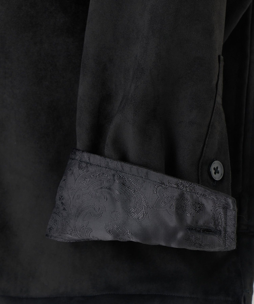 MEN'S BIGI フェイクスエード リラックスフィットシャツ ブラック