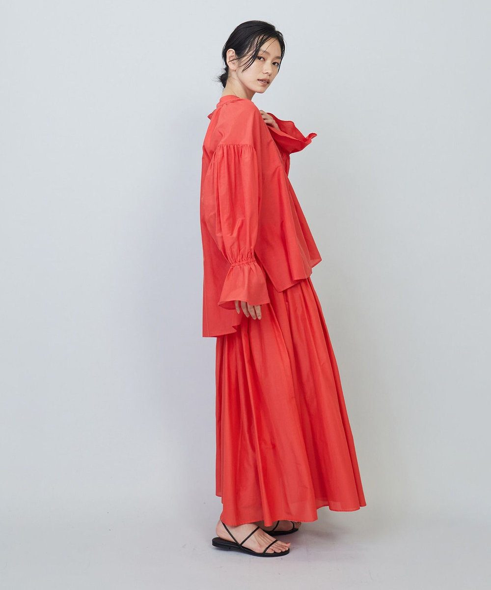 1er Arrondissement シルクコットンギャザーブラウス レッド