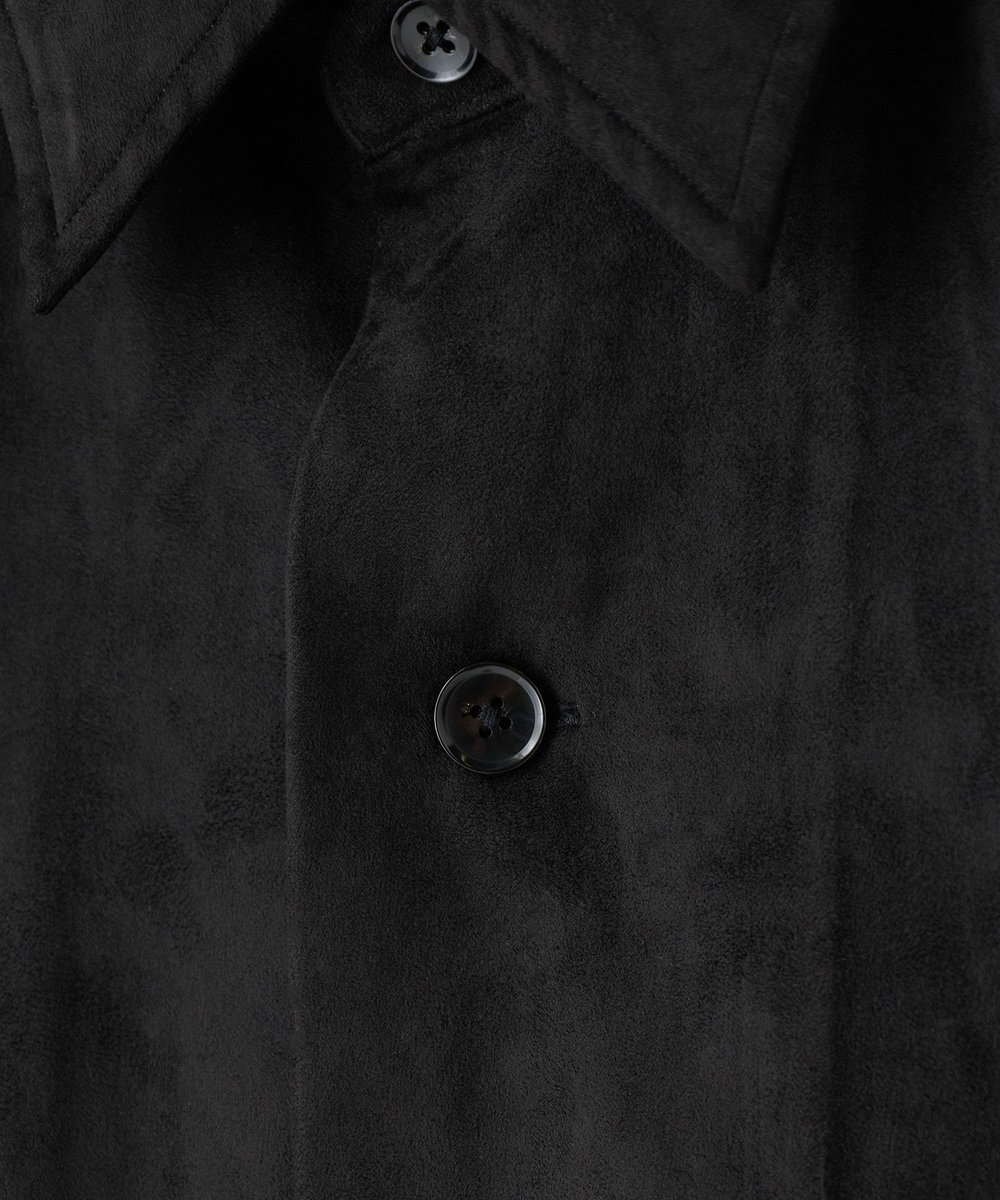 MEN'S BIGI フェイクスエード リラックスフィットシャツ ブラック