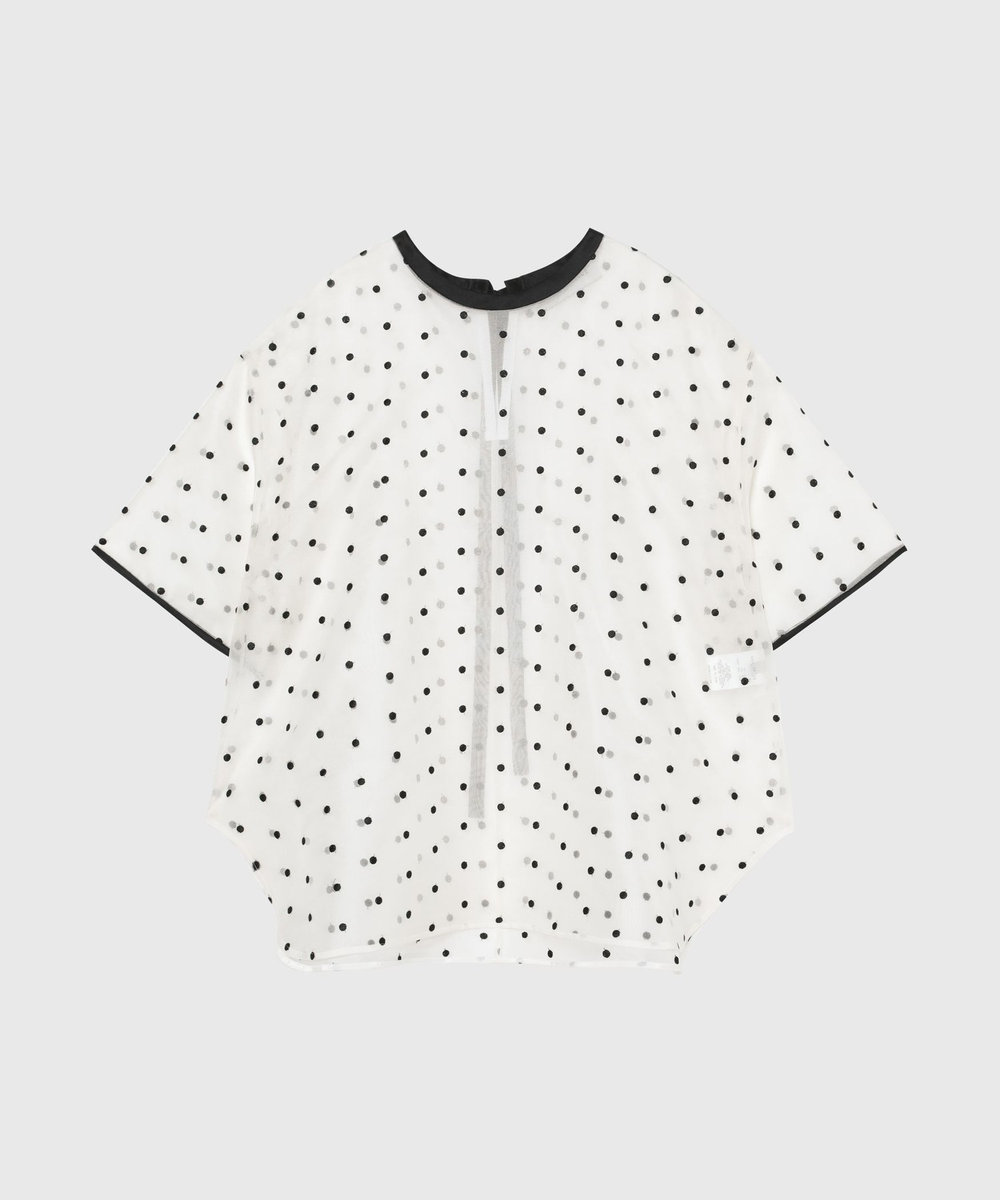 DÉPAREILLÉ DOT ORGANDY SHORT SLEEVE BLOUSE / ドットオーガンジーショートスリーブブラウス ホワイト