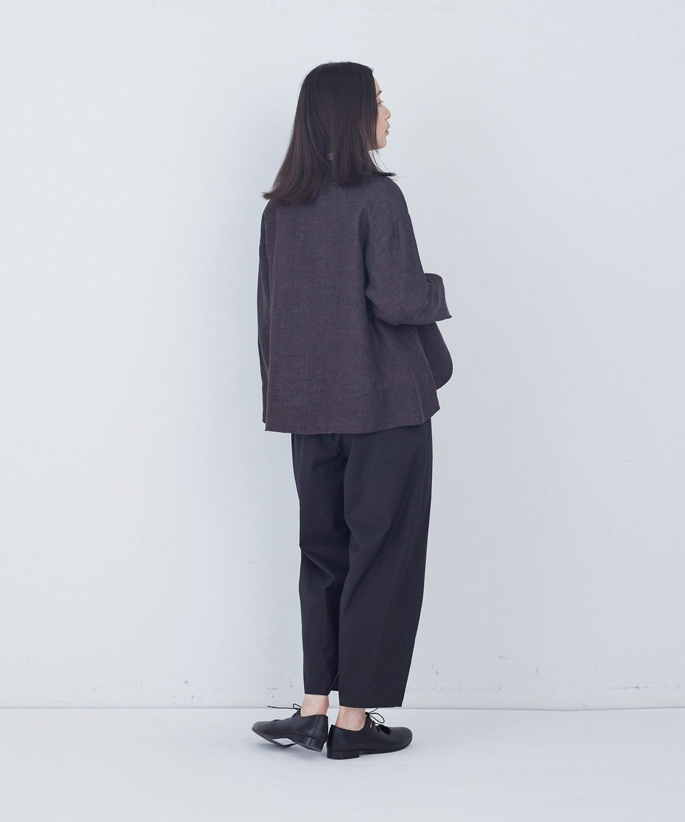 ADIEU TRISTESSE リネングレンチェックジャケット ダークブラウン