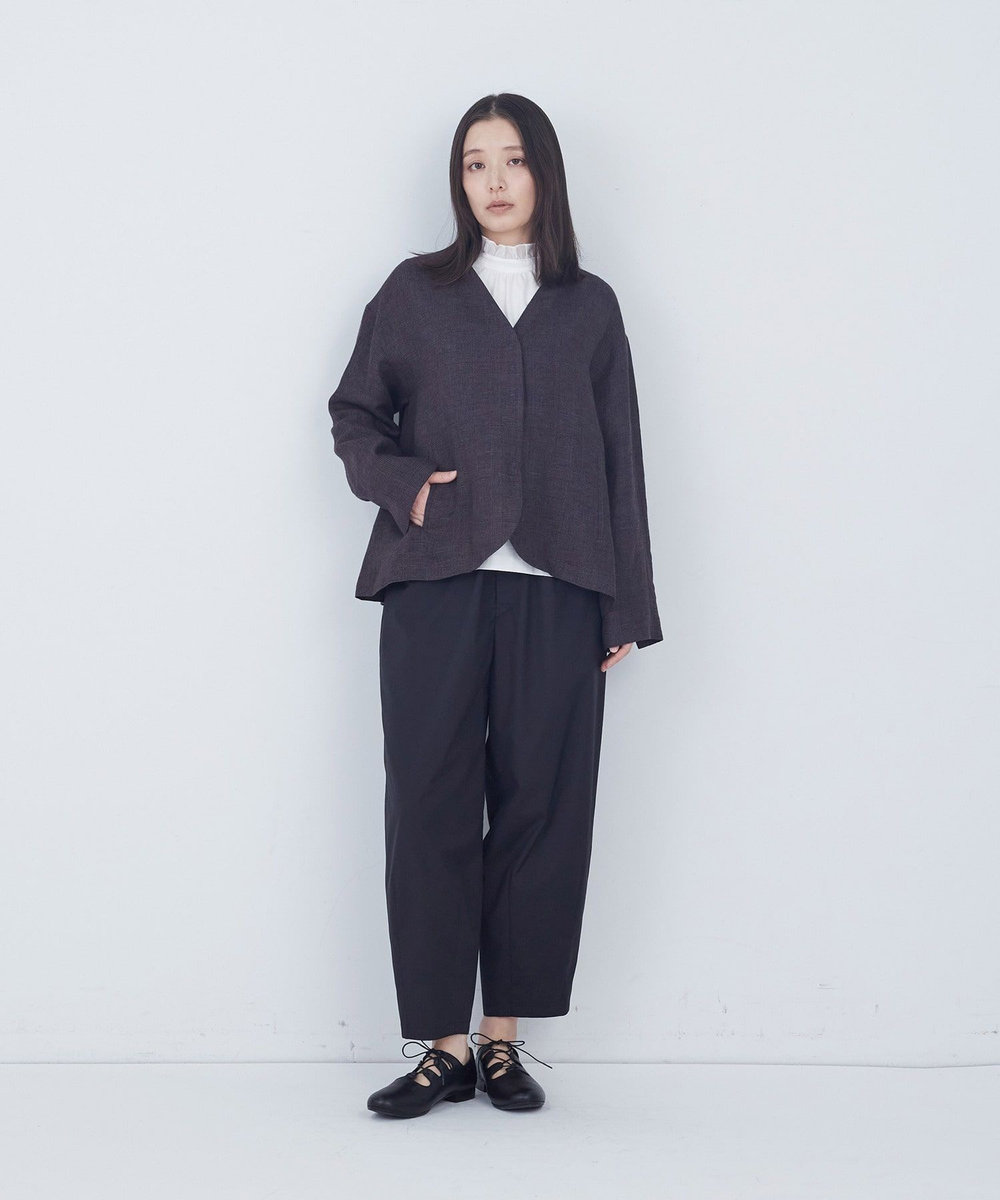 ADIEU TRISTESSE リネングレンチェックジャケット ダークブラウン