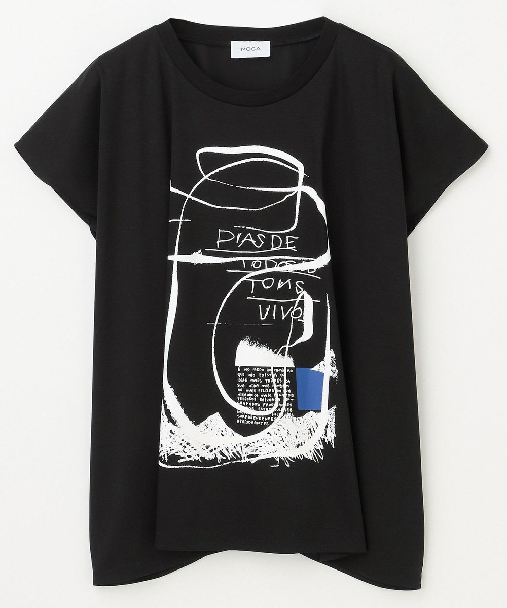 MOGA コットンスムースプリントTシャツ ブラック