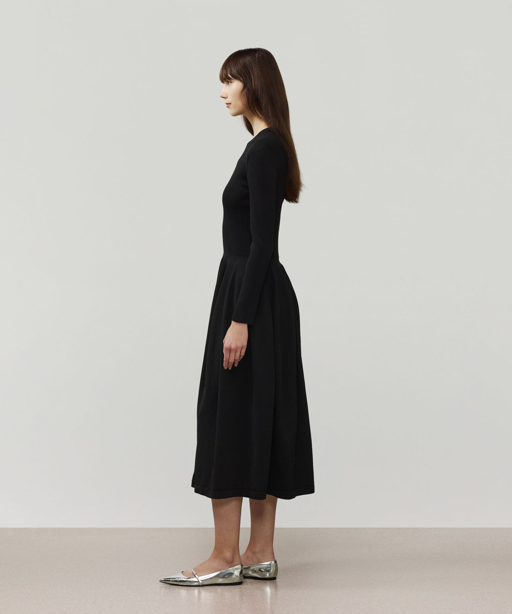 DÉPAREILLÉ POLYESTER JERSEY GATHERED DRESS / ポリエステルジャージーギャザードレス ブラック