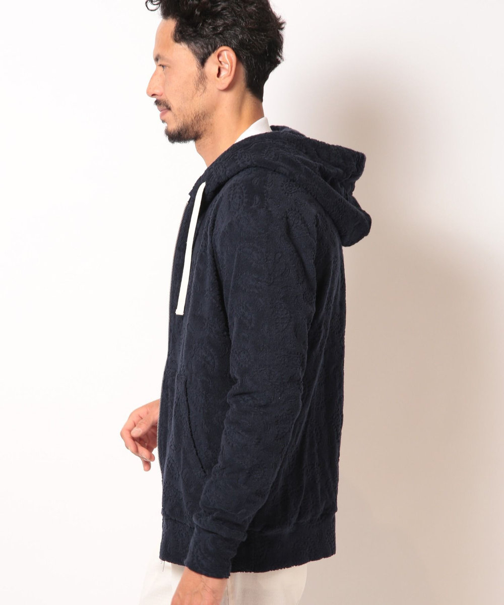 MEN'S BIGI 【Sea Green/シーグリーン】ペイズリー柄パイルジャカードパーカ ネイビー