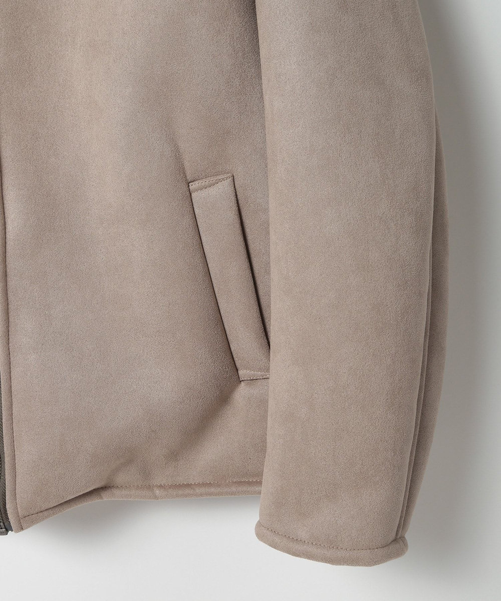 MEN'S BIGI テックレザームートンパーカー ベージュ