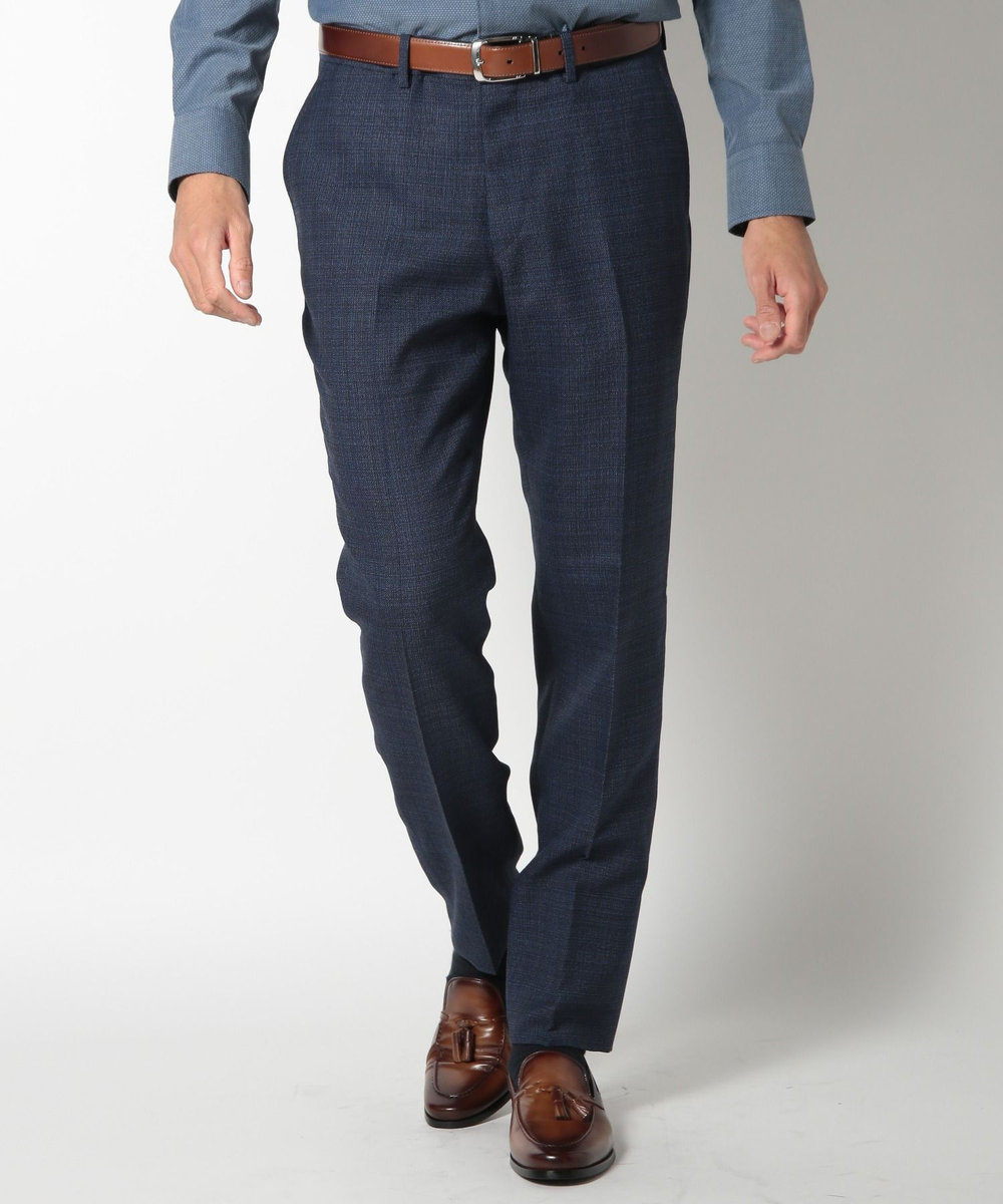 MEN'S BIGI 【ACTIVE TAILOR】ミックスヤーン/ホップサックスラックス ネイビー