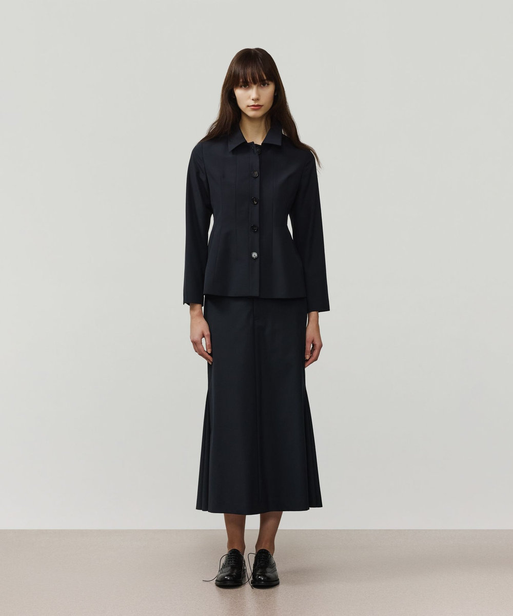 DÉPAREILLÉ TROPICAL WOOL SKIRT / トロピカルウールスカート ネイビー