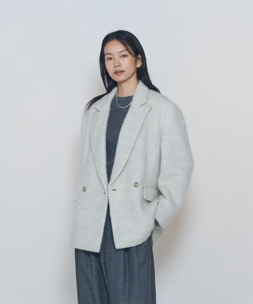 1er Arrondissement アルパカモヘア シャギーオーバージャケット オフホワイト