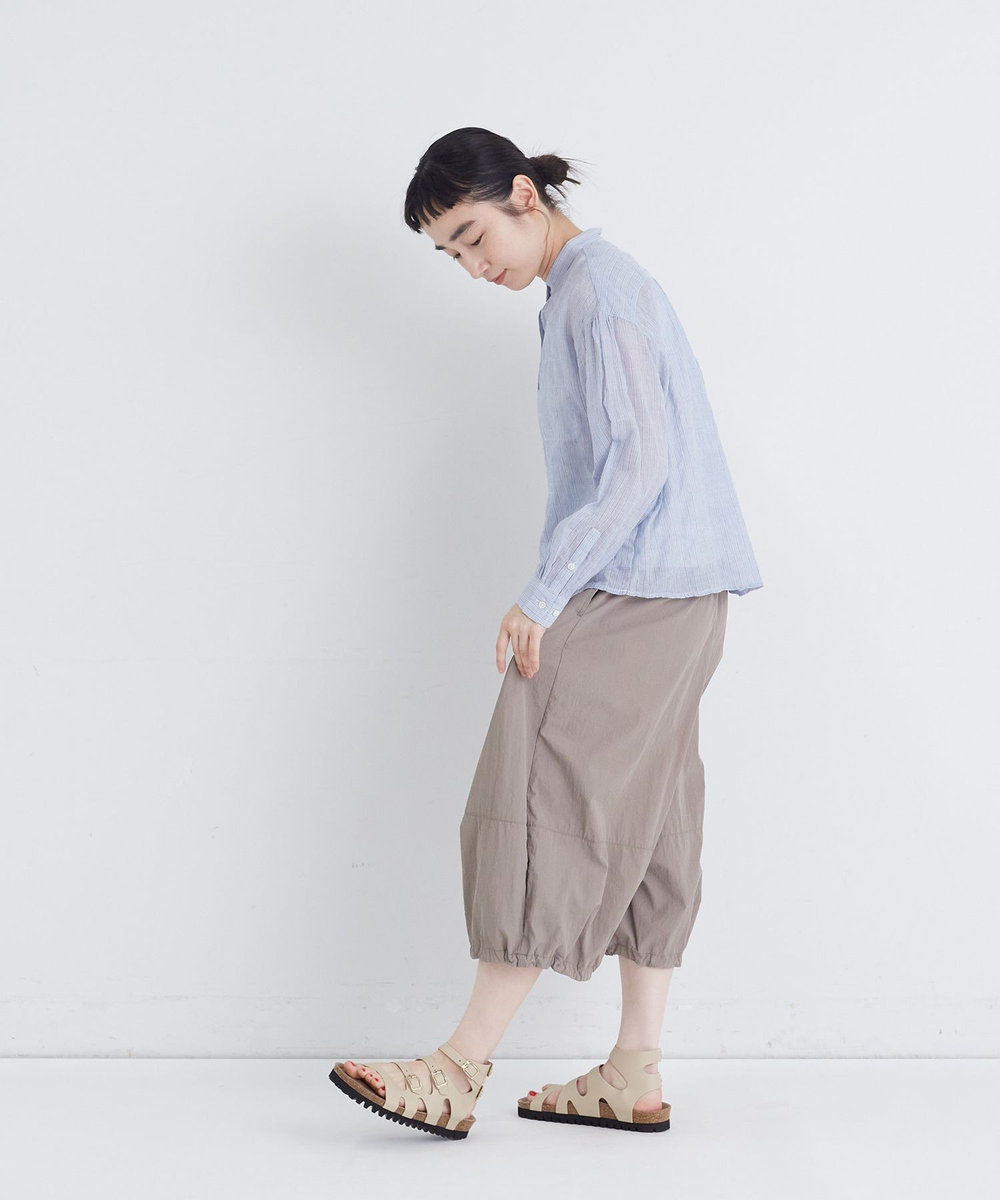 congés payés ADIEU TRISTESSE シャーリングバンドカラークロップドシャツ ストライプ