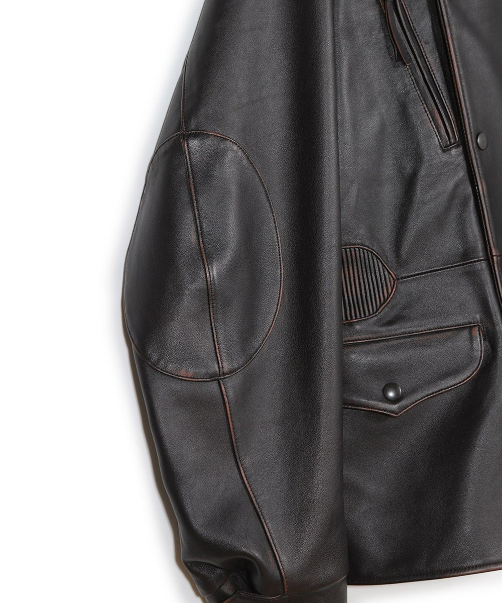 MEN'S BIGI 【50th Anniv . 菊池武夫】AGED SHEEPSKIN LEATHER JACKET ブラウン