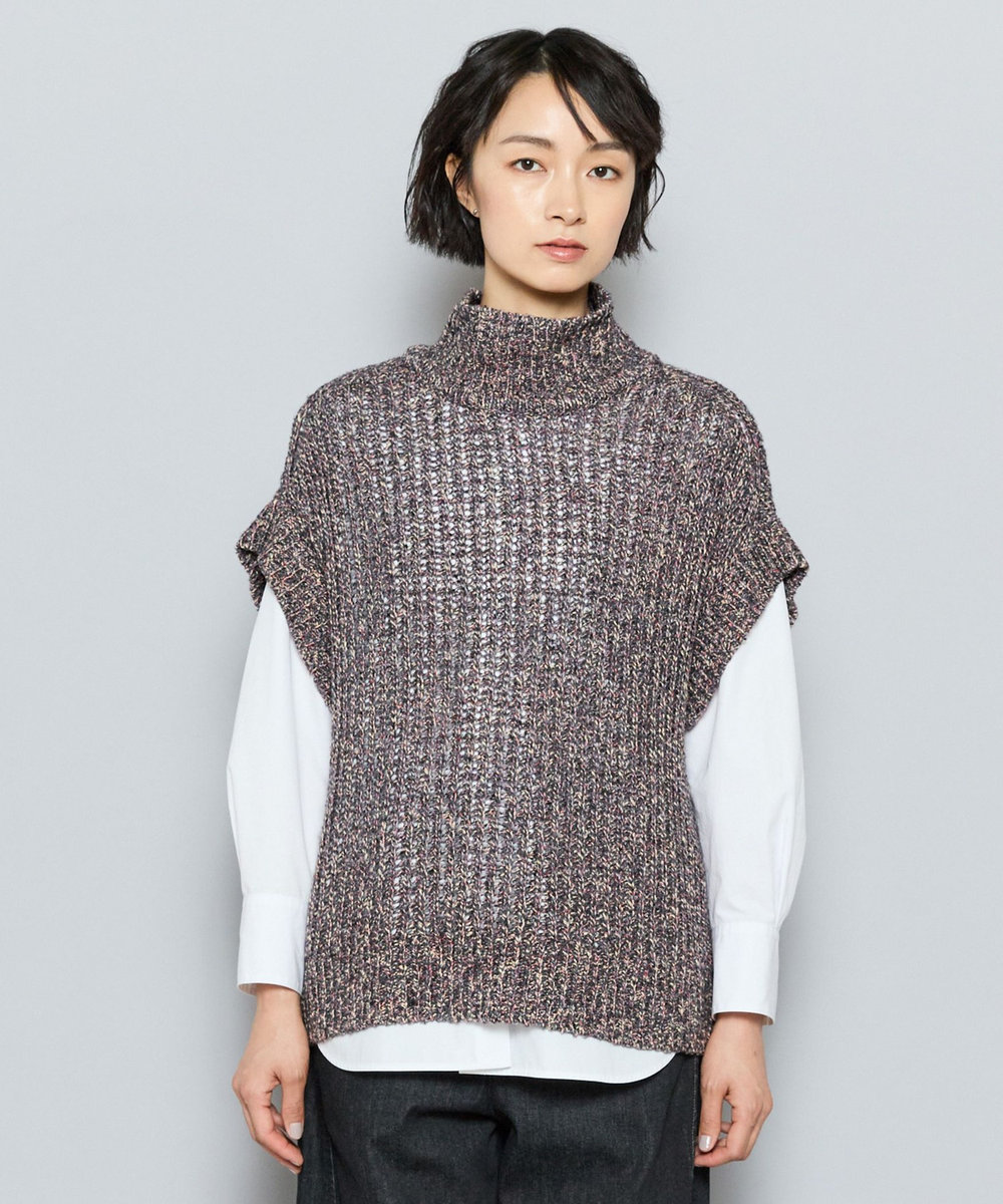L'EQUIPE GREEN MIXウールニットジレ チャコールグレー