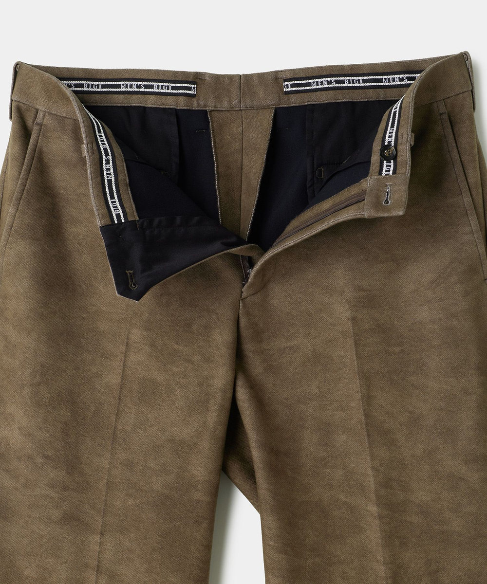 MEN'S BIGI ダウンファブリック スエードプリントセットアップパンツ［ストレッチ］ ブラウン