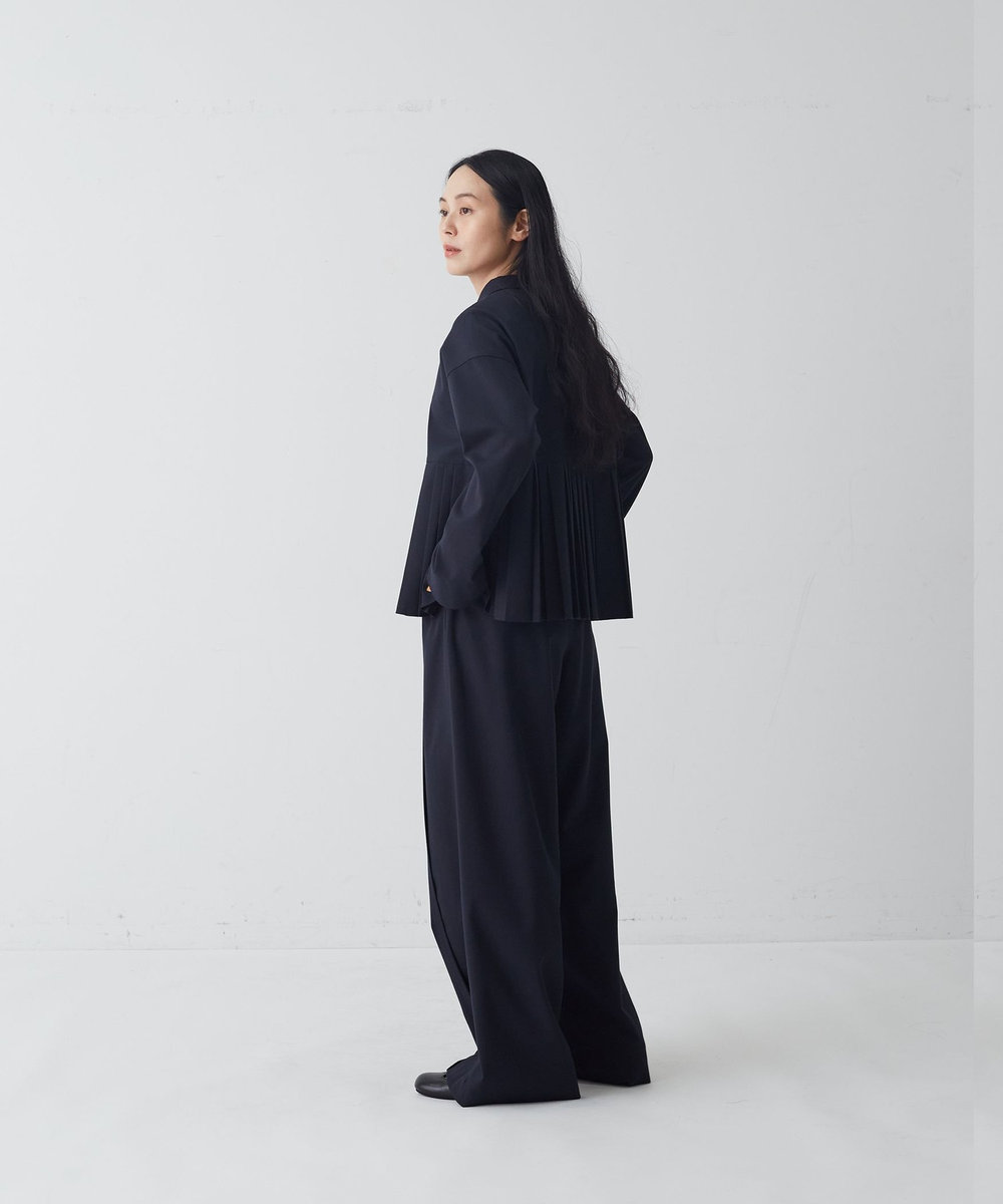 congés payés ADIEU TRISTESSE プリーツジャケットブラウス ネイビー