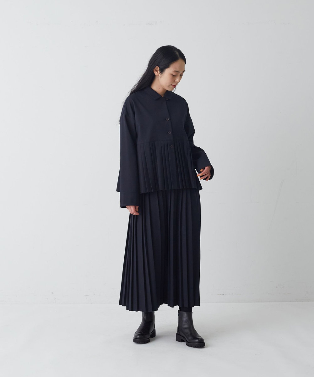 congés payés ADIEU TRISTESSE プリーツジャケットブラウス ネイビー