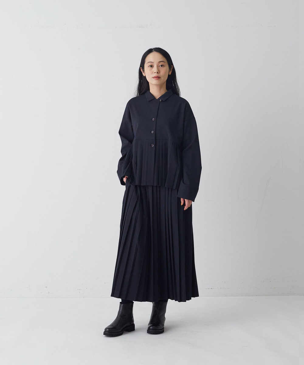 congés payés ADIEU TRISTESSE プリーツジャケットブラウス ネイビー