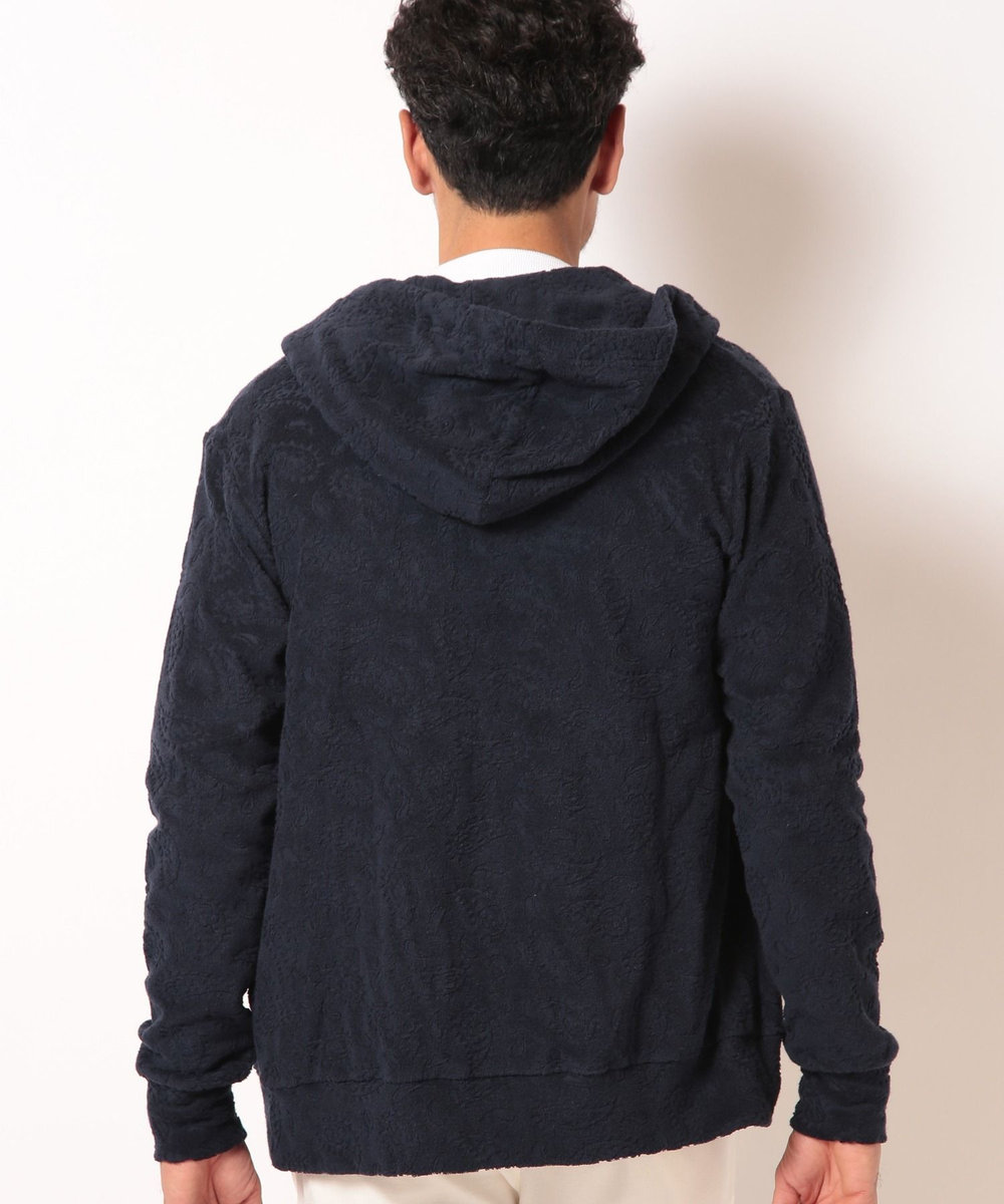 MEN'S BIGI 【Sea Green/シーグリーン】ペイズリー柄パイルジャカードパーカ ネイビー
