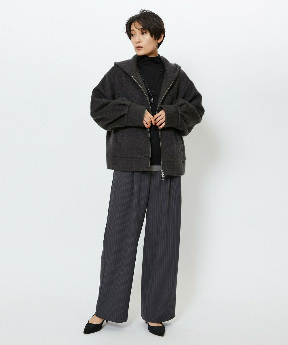 feerique feerique モヘアシャギーフードブルゾン チャコールグレー