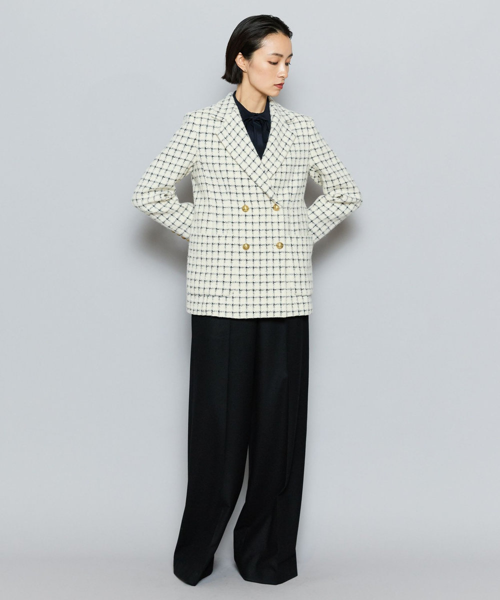 L'EQUIPE COUTURIER LINTONツイードテーラードジャケット オフホワイト