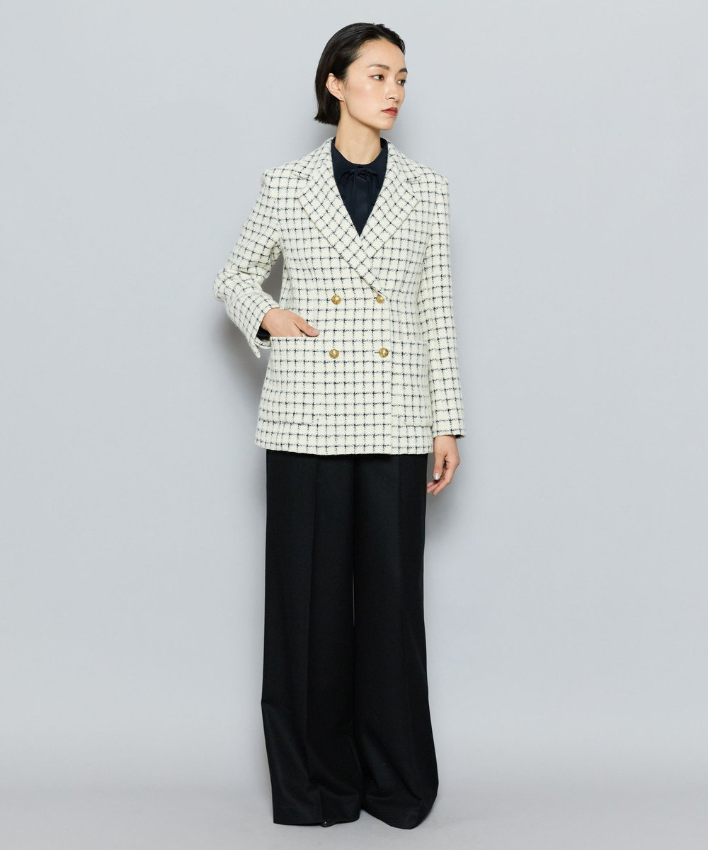 L'EQUIPE COUTURIER LINTONツイードテーラードジャケット オフホワイト