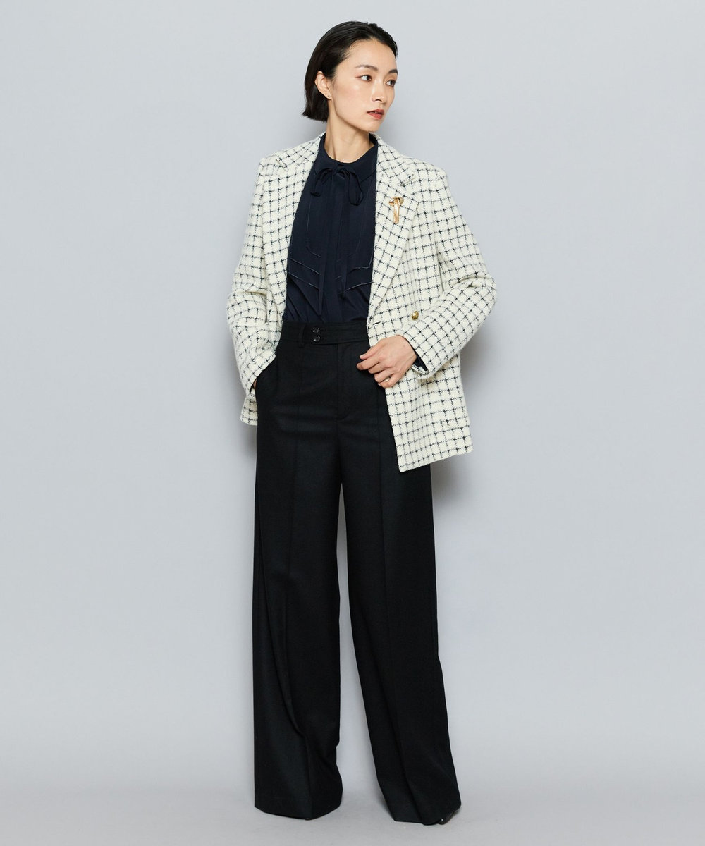 L'EQUIPE COUTURIER LINTONツイードテーラードジャケット オフホワイト