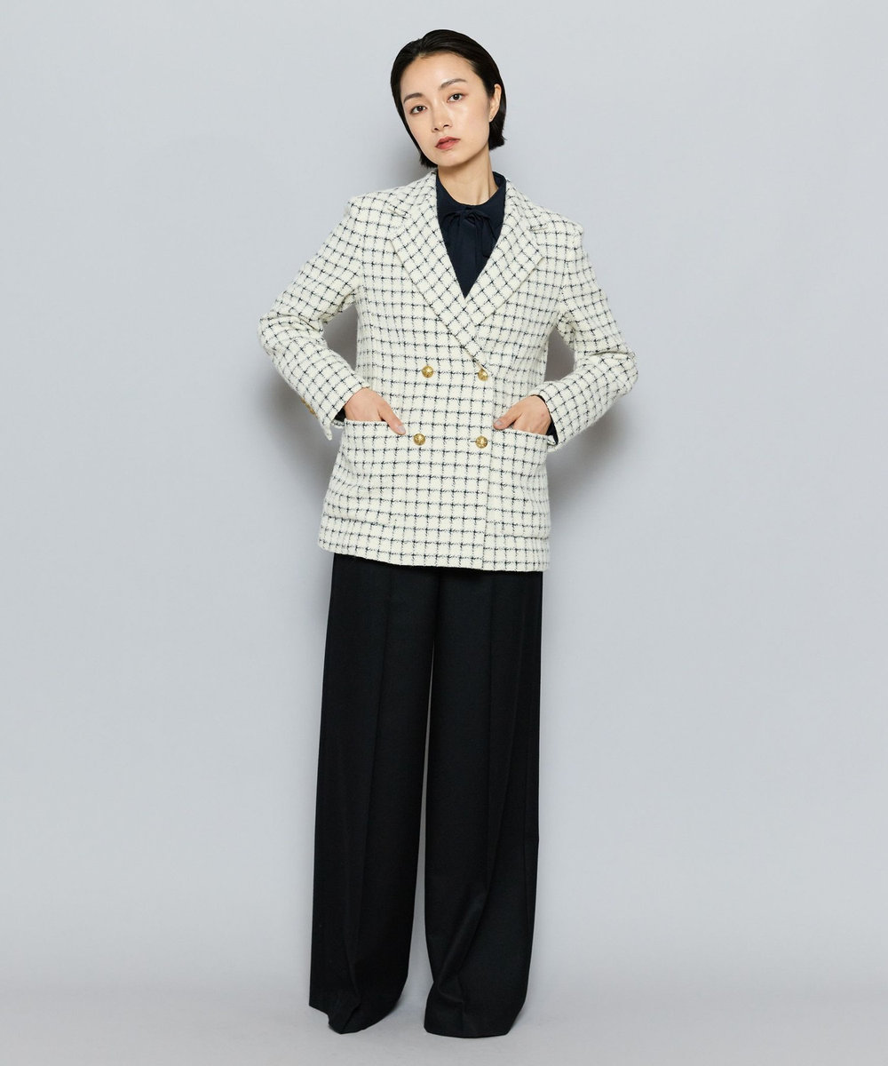 L'EQUIPE COUTURIER LINTONツイードテーラードジャケット オフホワイト