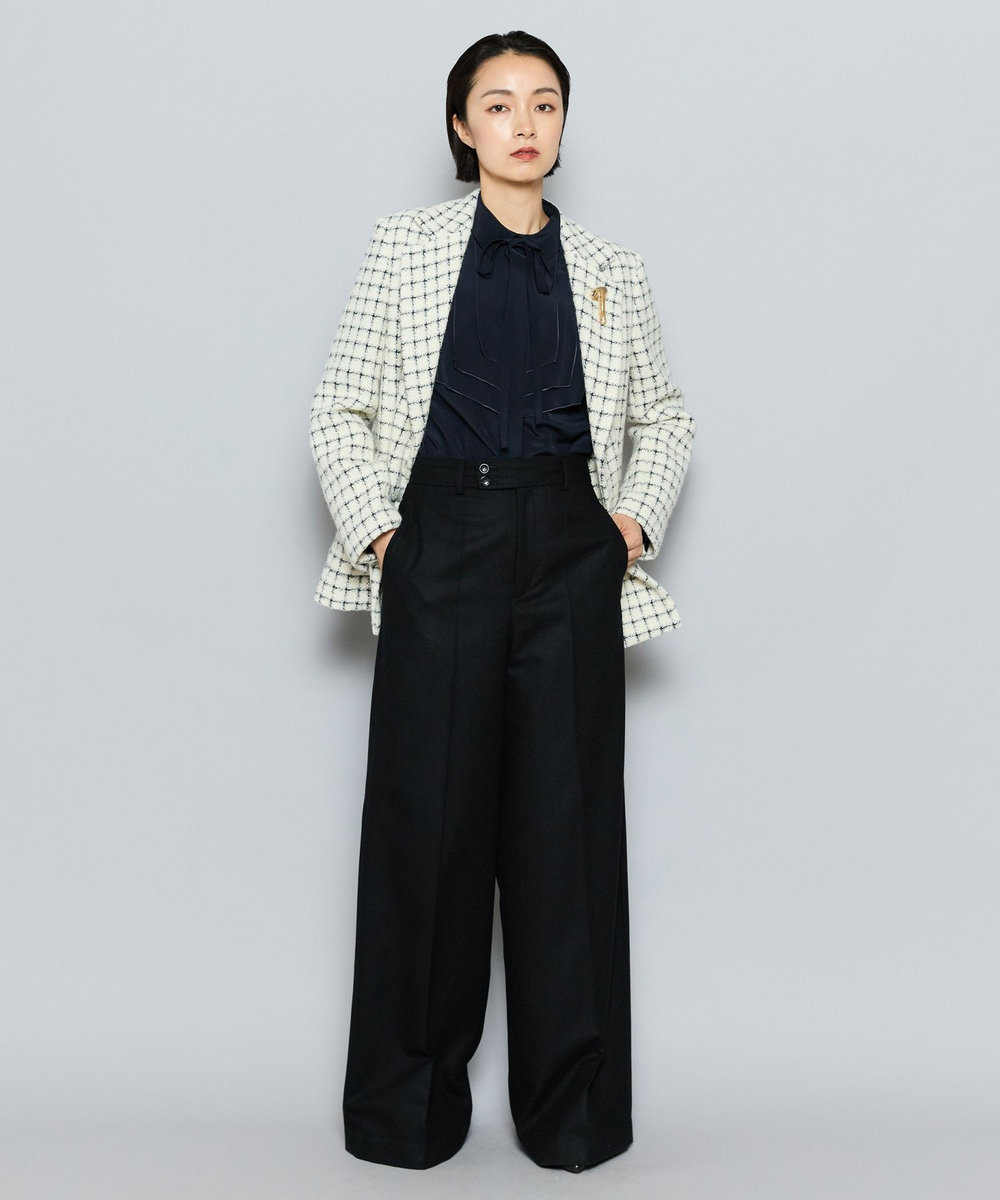 L'EQUIPE COUTURIER LINTONツイードテーラードジャケット オフホワイト