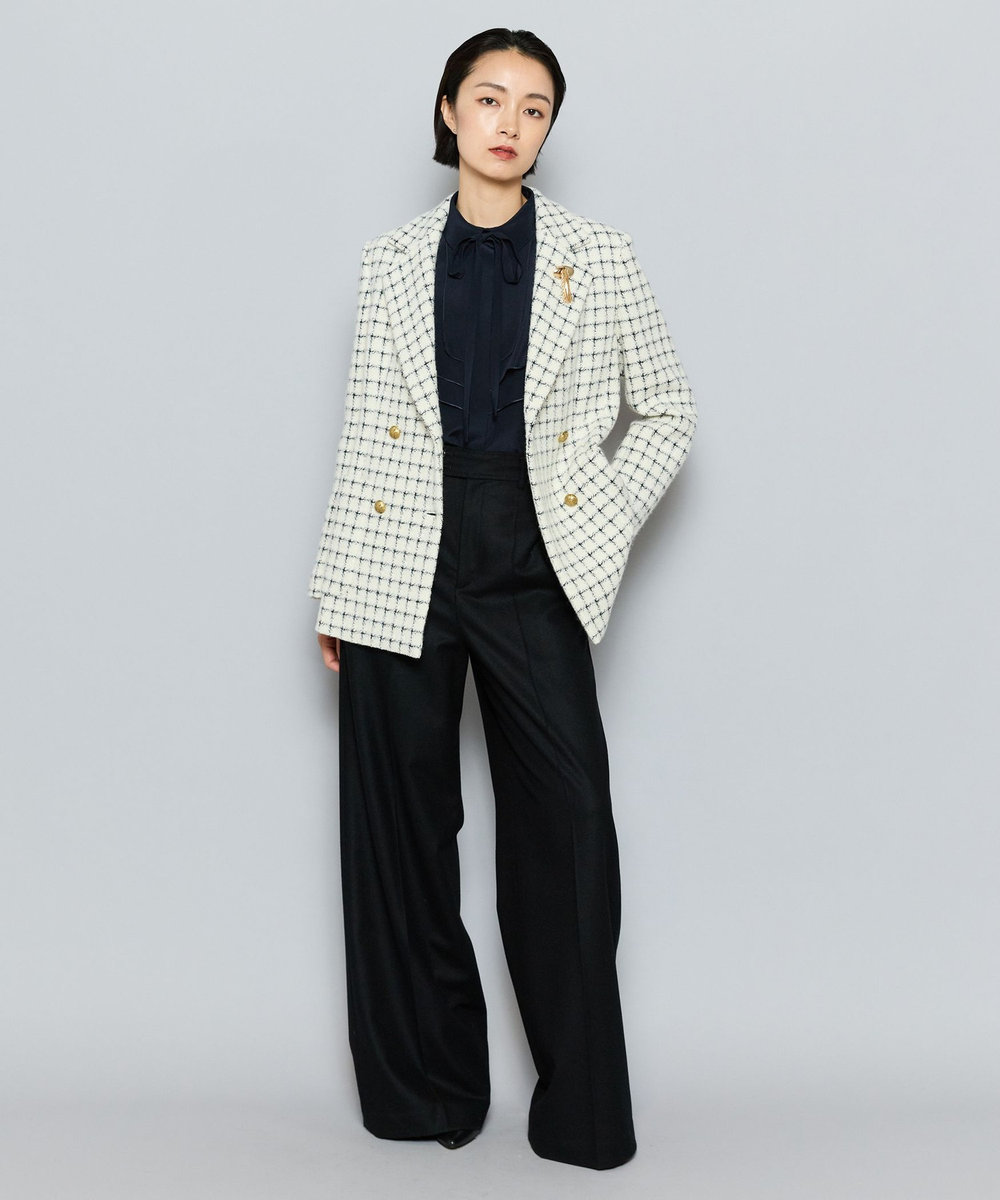 L'EQUIPE COUTURIER LINTONツイードテーラードジャケット オフホワイト
