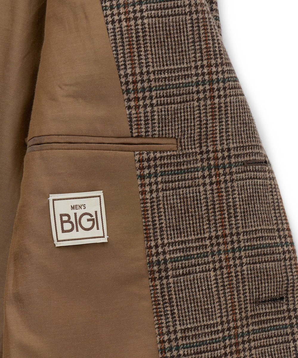 MEN'S BIGI 【BASED ON MEN'S BIGI HERITAGE】グレンチェック リラックス3Bジャケット ブラウン